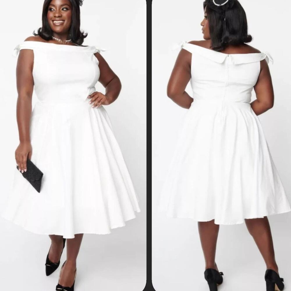 Timeless London Jessica Dress 4 White Mid Century Bridal Off The Shoulder Chic